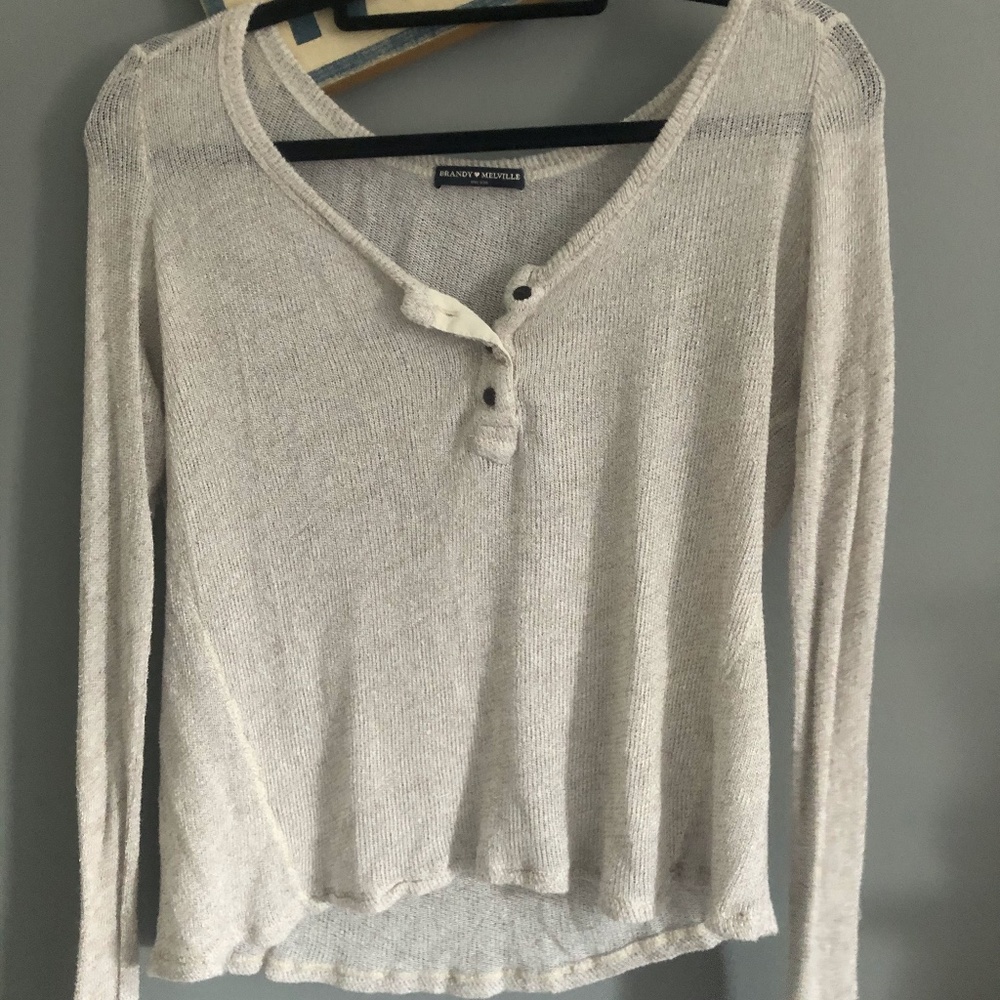 BRANDYMELVILLE Women's Cream Button Sweater OS